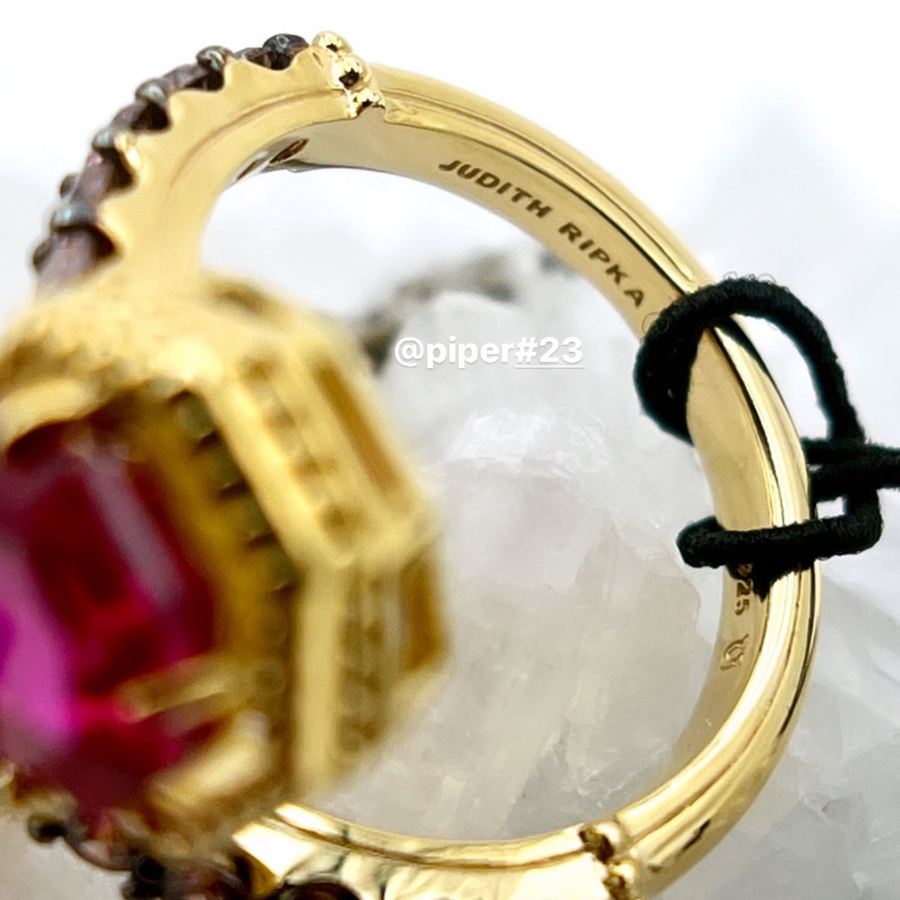 NWT Judith Ripka 14K Gold Clad Casablanca Ruby & Rhodolite Bypass Ring - size 6 - Picture 6 of 12